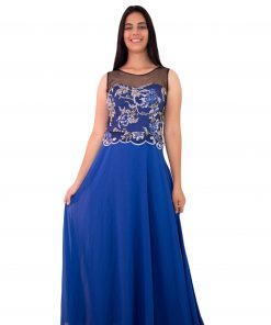 VESTIDO LONGO COM TULE BOORDADO