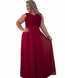 VESTIDO LONGO DE CORPO DE RENDA