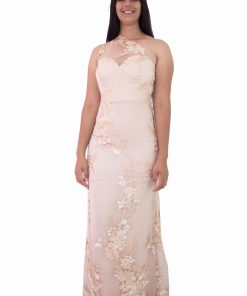 VESTIDO LONGO DE TULE BORDADO