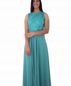 VESTIDO LONGO DE TULE BORDADO