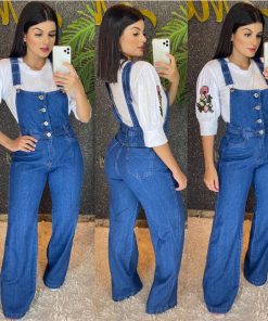 Macacão Flare jeans escuro